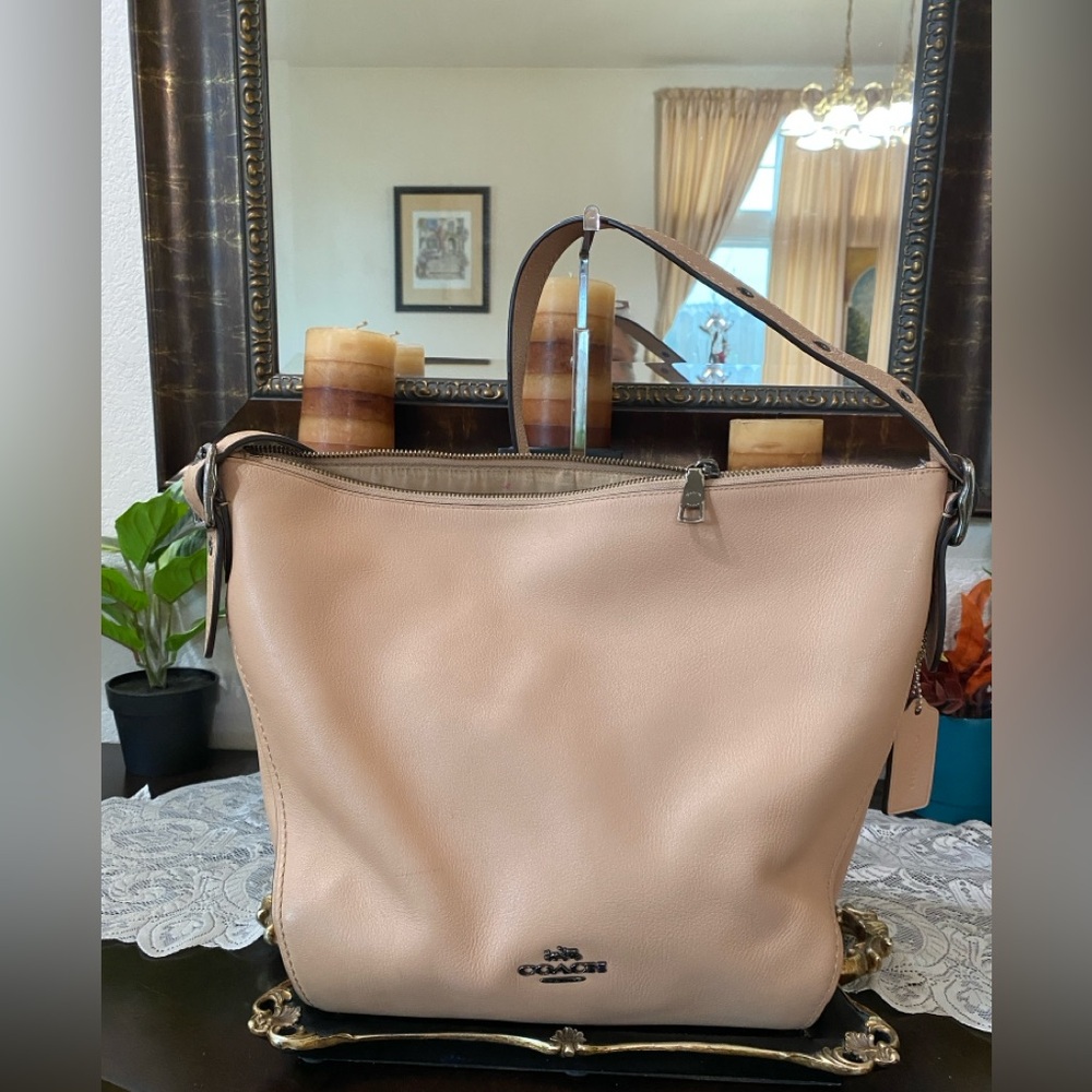 Coach Tan Natural Calf Leather Dufflette Crossbody bag,Nickel Tone Hardware,LRG